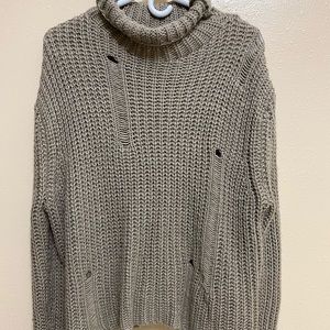 Distressed taupe sweater